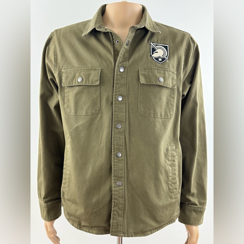 Vantage Button up Jacket with Army Black Knights Patch, Men’s Size M, Olive Drab